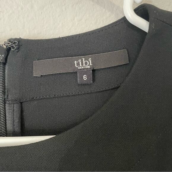 Tibi Black Dress 6 Womens Cap Sleeve Knee Length Career Pleated Knee Length - Picture 4 of 6